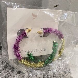 Gaby & Grace Mardi Gras Festive Hoop Earrings! NWT!
